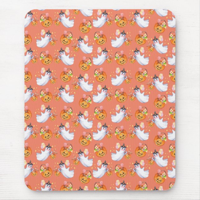 Tapis De Souris Halloween fantôme et sucré sans soudure réservoir  (Devant)
