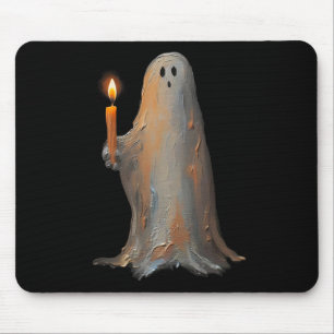 Tapis De Souris Halloween Fantôme tenant la bougie Éffrayant