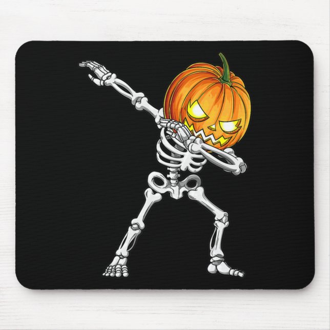 Tapis De Souris Halloween garçons Dabbing Skeleton Citrouille effr (Devant)
