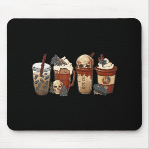 Tapis De Souris Halloween Goth fille café citrouille épice latte g