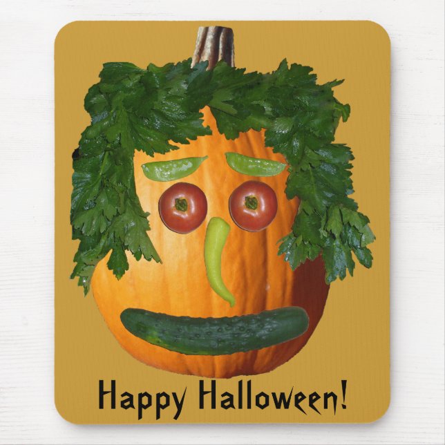 Tapis De Souris Halloween heureux - Visage Citrouille non coupé (Devant)