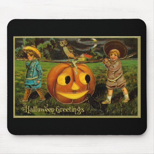 Tapis De Souris Halloween Jack-o-Lantern nuit de récolte par les e (Devant)