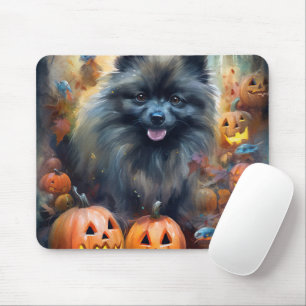 Tapis De Souris Halloween Keeshonté avec la peur Citrouille