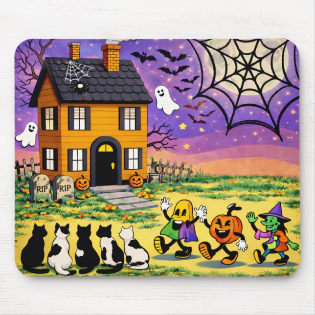 Tapis de souris Halloween Maison Hantée (Devant)
