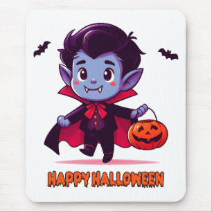 Tapis De Souris Halloween - Petit Vampire et citrouille