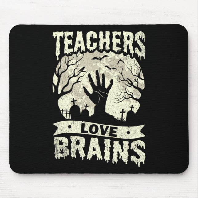 Tapis De Souris halloween professeurs amour cerveau école zombie (Devant)