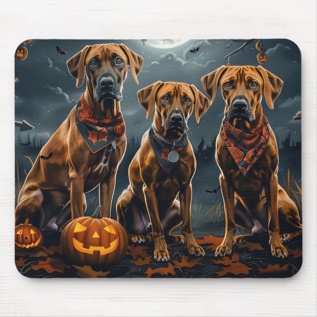 Tapis De Souris Halloween Rhodesian Ridgeback Éffrayant (Devant)