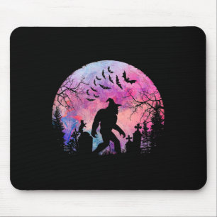 Tapis De Souris Halloween Sasquatch Déplaisant Dans Le Cimetière É