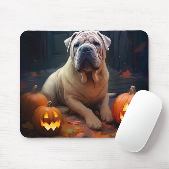 Tapis De Souris Halloween Shar Pei Avec La Peur Citrouille (Avec souris)