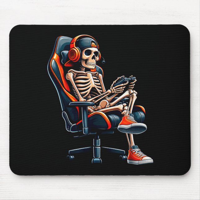 Tapis De Souris Halloween Shirts Skeleton Gamer Video Gaming Boys  (Devant)
