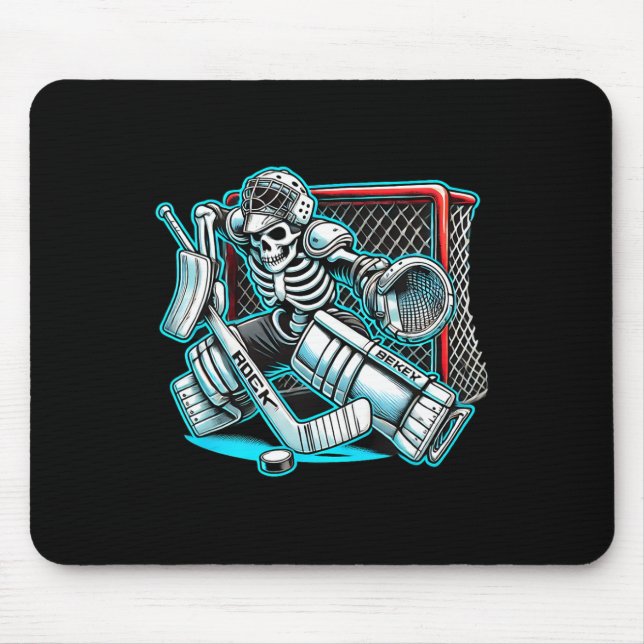 Tapis De Souris Halloween Skeleton Goalie Hockey (Devant)