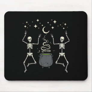 Tapis De Souris Halloween Skeletons Danse Sorcière Cauldron Costum