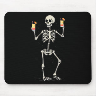 Tapis De Souris Halloween Squelette Boire Tequila Sunrise Tail