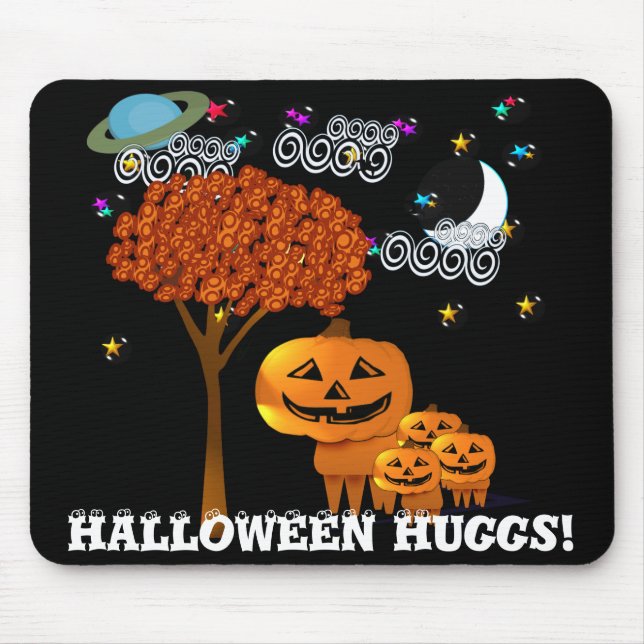 TAPIS DE SOURIS HALLOWEEN TÊTES CITROUILLES (Devant)
