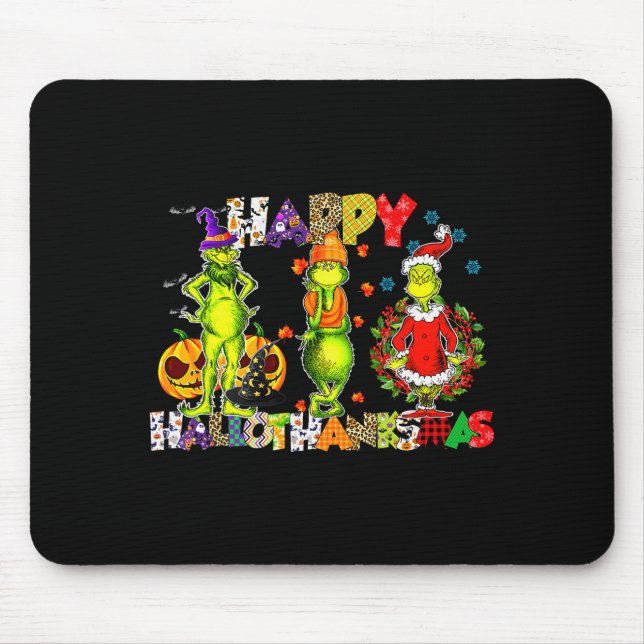 Tapis De Souris Halloween Thanksgiving Christmas, Happy Hallo Than (Devant)