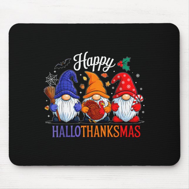 Tapis De Souris Halloween Thanksgiving Christmas Happy Hallothanks (Devant)