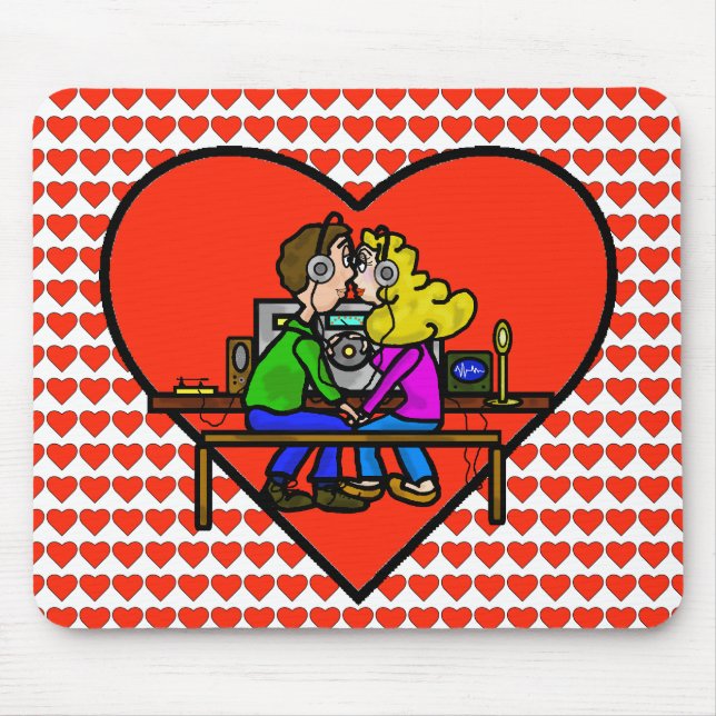 Tapis De Souris Ham Radio Kissing Couple Ordinateur Mousepad (Devant)