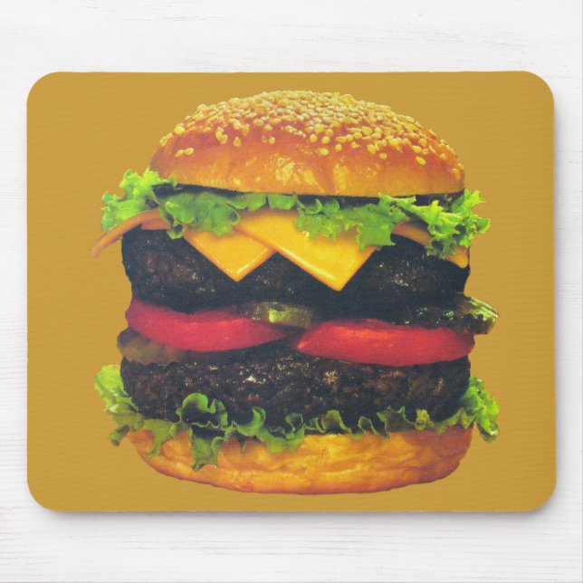 Tapis De Souris Hamburger de luxe double au fromage (Devant)