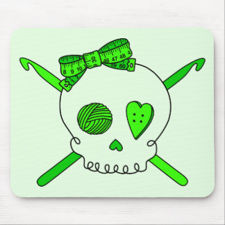 Tapis De Souris Hameçons crâniens et crochets (Arrière - plan vert