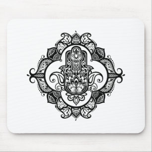 Tapis De Souris Hamsa avec le griffonnage ethnique d'ornements