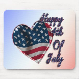 Tapis De Souris Happy 4 juillet USA Flag Heart