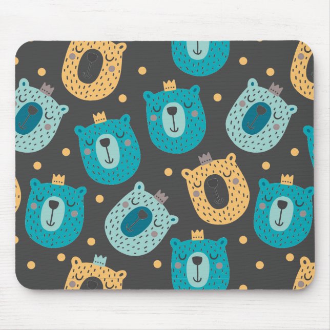 Tapis De Souris Happy Bear Kings Style Motif scandinave (Devant)