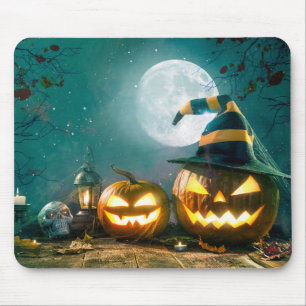Tapis De Souris Happy Halloween Art drôle Jack-o'-lantern Hallowee