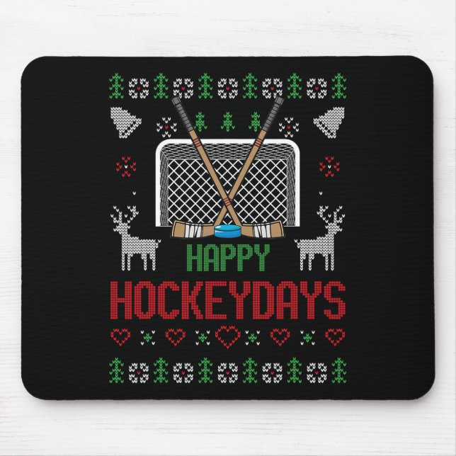 Tapis De Souris Happy Hockey Days Hockeydays Ugly Christmas Xmas S (Devant)