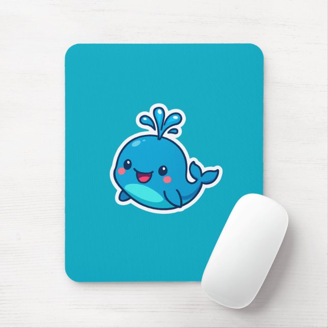Tapis De Souris Happy Kawaii Baleine Sticker - mignon ami Océan (Avec souris)