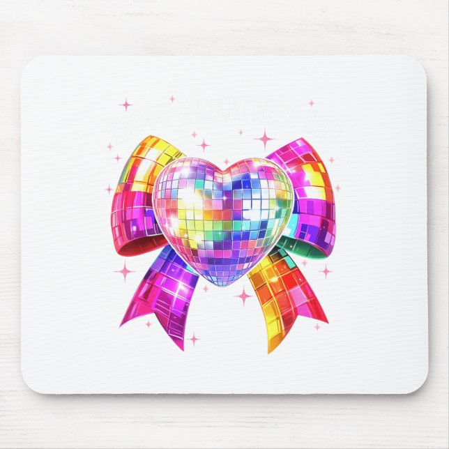 Tapis De Souris Happy Valentine's Day Coquette Disco Ball Heart Gi (Devant)