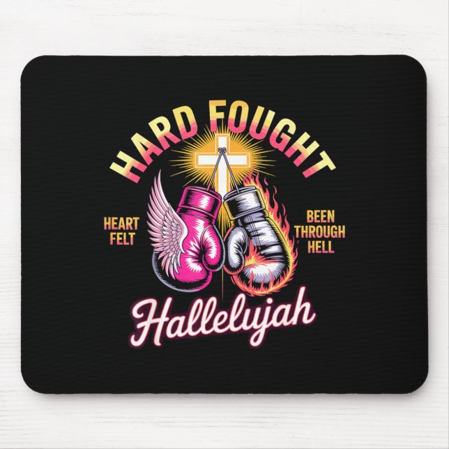 Tapis De Souris Hard Fought Hallelujah Boxing Gloves Faith  (Devant)