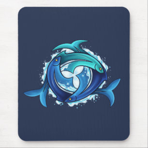 Tapis De Souris Harmonie Aqua : Trinité des poissons entrelacés