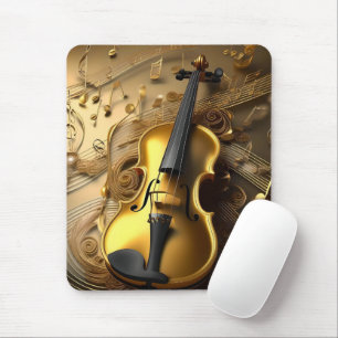 Tapis De Souris Harmonie d'or : Violon Vintage sur des notes chato