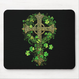 Tapis De Souris Harpe Irlandaise Croix Celtique Nœud Trèfle St Trè