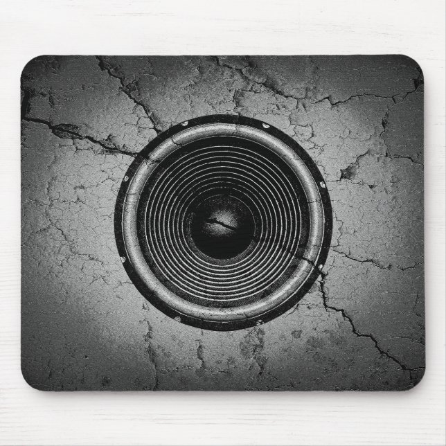 Tapis De Souris Haut-parleur de musique sur un mur fissuré (Devant)