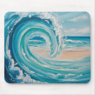 Tapis de souris hawaïen à vague de surf tropical p