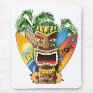 Tapis De Souris Hawaiian Tiki Surfing