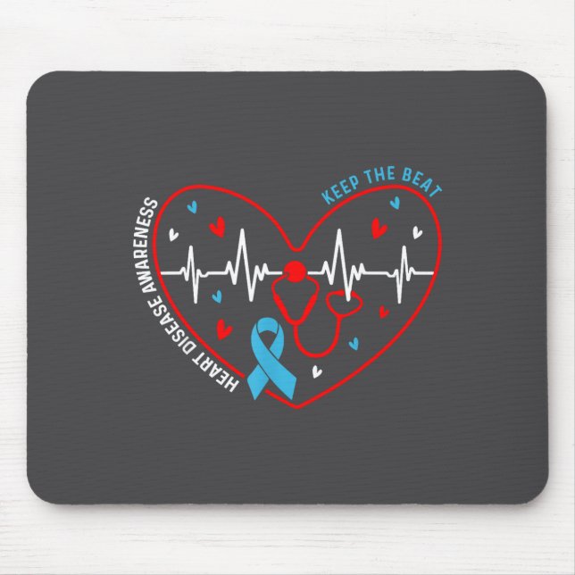 Tapis De Souris Heart Disease Awareness Heartbeat Survivor Warrior (Devant)