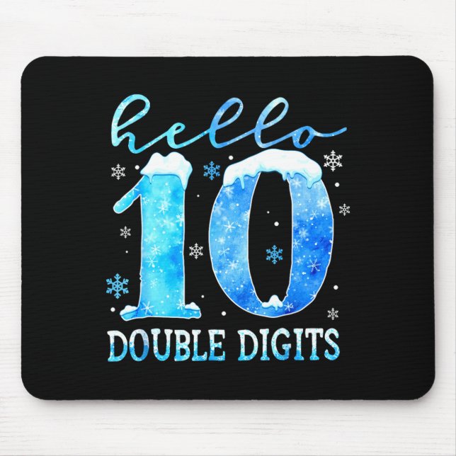 Tapis De Souris Hello 10 Double Digits Snowflakes Winter Christmas (Devant)