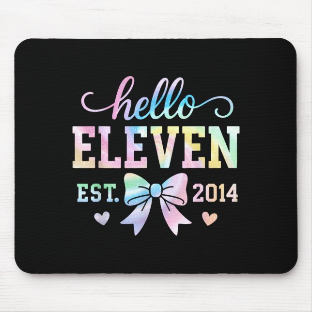 Tapis De Souris Hello Eleven Est 2014 Coquette Bow 11th Birthday G (Devant)