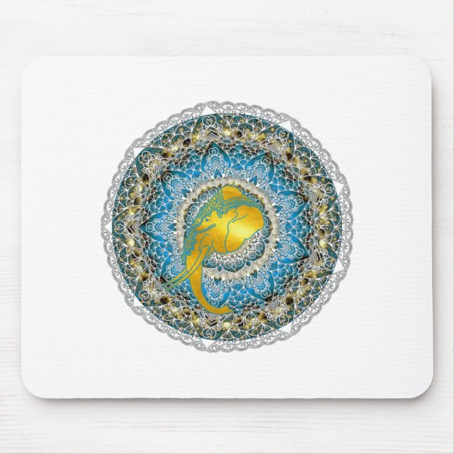 Tapis De Souris Henna Elephant Mandala Ganesha Cadeaux Mindfulness (Devant)
