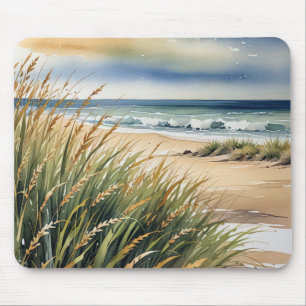 Tapis De Souris Herbe de plage à l'aquarelle 