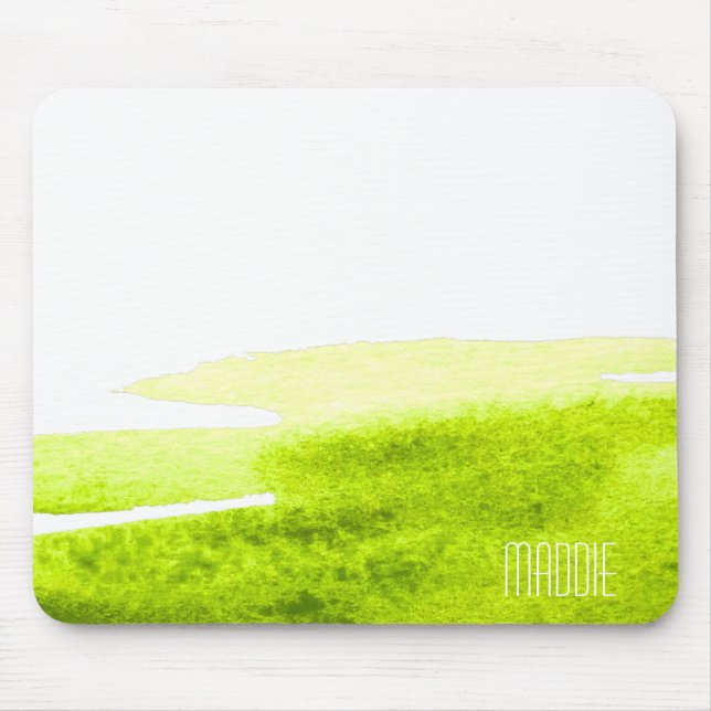 Tapis De Souris Herbe verte aquarelle verte citron minimaliste (Devant)