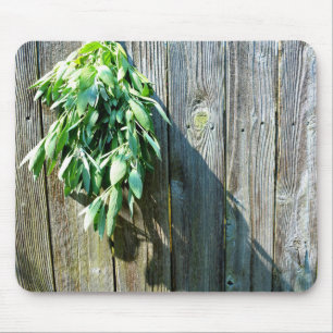 Tapis De Souris Herbes vertes botaniques à grains de bois affaissé