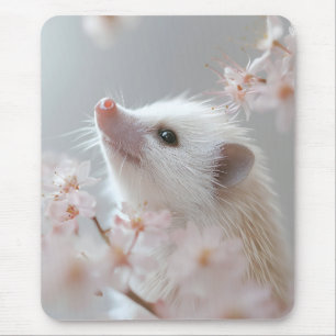 Tapis De Souris Hérisson adorable parmi les fleurs du printemps