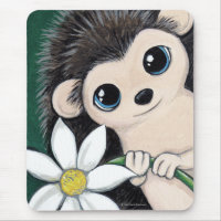 Hérisson lunatique mignon tenant une fleur
