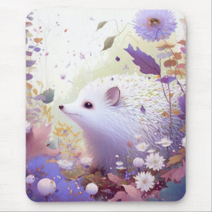 Tapis De Souris Hérisson Portrait Animal Peinture Forêt Faune
