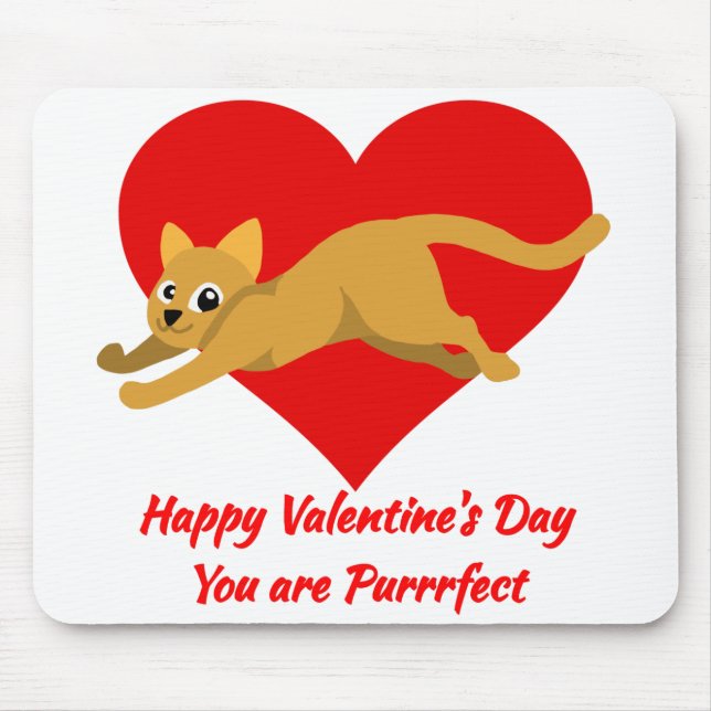 Tapis De Souris Heureuse Sainte-Valentin Vous êtes Purrfect mignon (Devant)