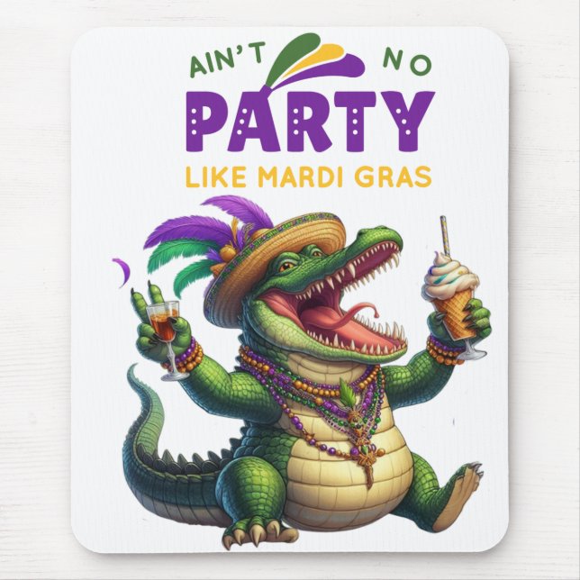 Tapis De Souris Heureux Mardi Gras Alligator (Devant)