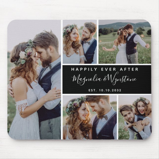 Tapis De Souris Heureux toujours après Photo Collage Mariage Keeps (Devant)